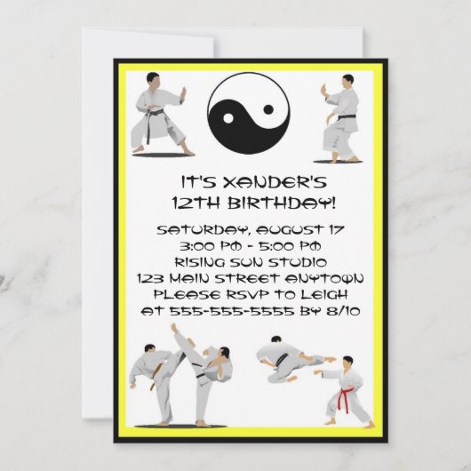 Invitation d'anniversaire de Karate (Devant)