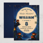 Invitation d'anniversaire de karaté ninja (Devant / Derrière)