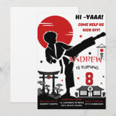 Invitation d'anniversaire de karaté pour garçon pe (Devant / Derrière)