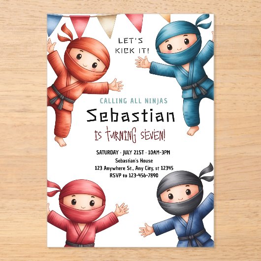 Invitation d'anniversaire de karaté pour les guerr (Recto)