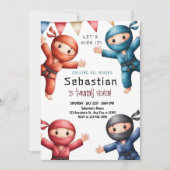 Invitation d'anniversaire de karaté pour ninjas (Devant)
