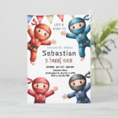 Invitation d'anniversaire de karaté pour ninjas (Debout devant)