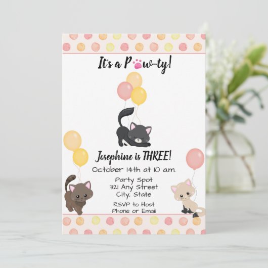 Invitation d'anniversaire de Kitten (Debout devant)