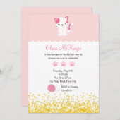 Invitation d'anniversaire de Kitten (Cute Kitty Ca (Devant / Derrière)