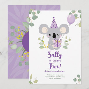 Invitation d'anniversaire de Koala
