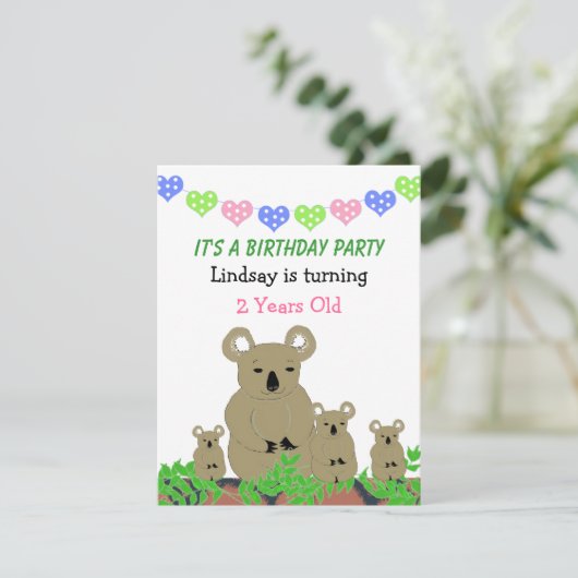 Invitation d'anniversaire de Koala (Debout devant)