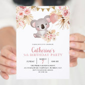 Invitation d'anniversaire de Koala et Pampas Grass