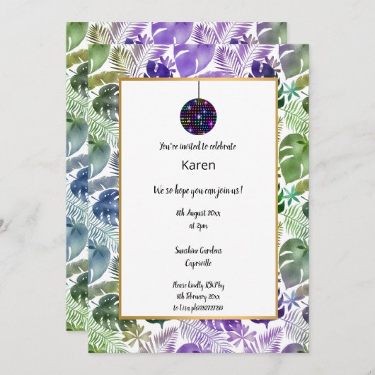 INVITATION D'ANNIVERSAIRE DE LA BALLE TROPICALE DE (Devant / Derrière)