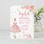 Invitation d'anniversaire de la ballerine de cygne (Debout devant)