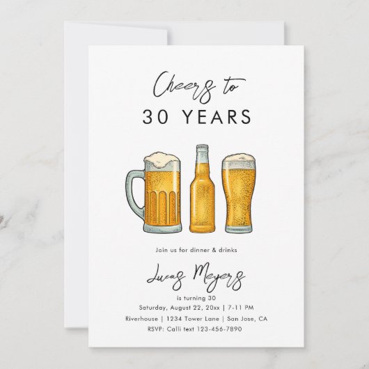 Invitation d'anniversaire de la bière | Boissons I (Devant)