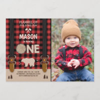 Invitation d'anniversaire de la bûcheron Rouge pla