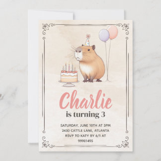 Invitation d'anniversaire de la Capybara