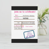 Invitation d'anniversaire de la carte de bibliothè (Debout devant)