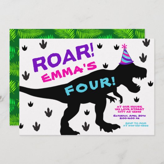 Invitation d'anniversaire de la Casquette du Dinos (Devant / Derrière)