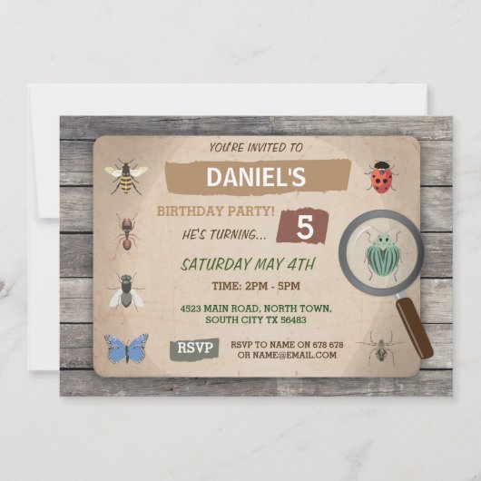 Invitation d'anniversaire de la chasse aux bogues  (Devant)