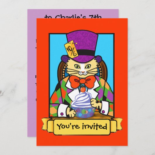 invitation d'anniversaire de la Chatte (Devant / Derrière)