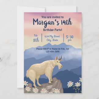 Invitation d'anniversaire de la chèvre de montagne