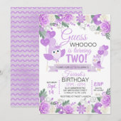 Invitation d'anniversaire de la chouette (Devant / Derrière)