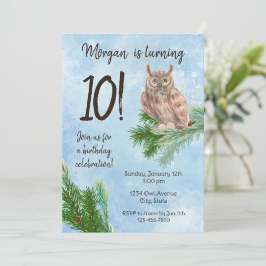 Invitation d'anniversaire de la Chouette d'hiver (Debout devant)