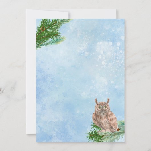 Invitation d'anniversaire de la Chouette d'hiver (Dos)