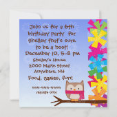 Invitation d'anniversaire de la Chouette d'hiver (Dos)
