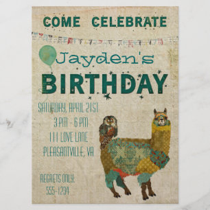 Invitation d'anniversaire de la Chouette Turquoise