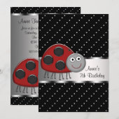 Invitation d'anniversaire de la coccinelle rouge p (Devant / Derrière)