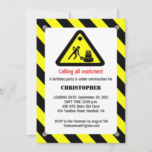 Invitation d'anniversaire de la construction (Devant)