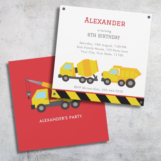 Invitation d'anniversaire de la CONSTRUCTION