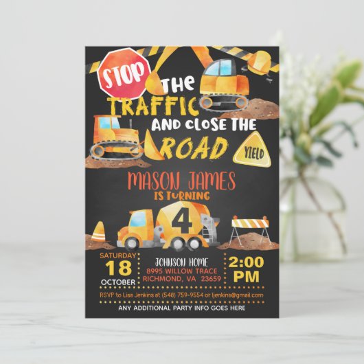 Invitation d'anniversaire de la construction - Blk (Debout devant)