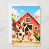 Invitation d'anniversaire de la cour de ferme avec (Dos)