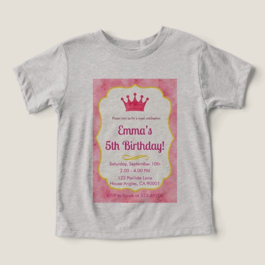 Invitation d'anniversaire de la Couronne rose | za (Design Recto)