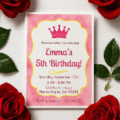 Invitation d'anniversaire de la Couronne rose | za