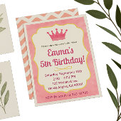 Invitation d'anniversaire de la Couronne rose | za