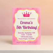 Invitation d'anniversaire de la Couronne rose | za