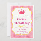 Invitation d'anniversaire de la Couronne rose | za (Devant)
