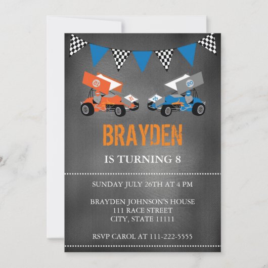 Invitation d'anniversaire de la course de tableau  (Devant)