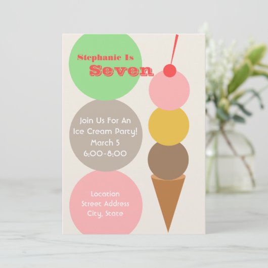 Invitation d'anniversaire de la Crème de glace (Debout devant)