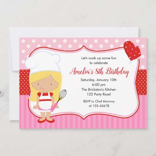 Invitation d'anniversaire de la Cuisine pour enfan (Devant)