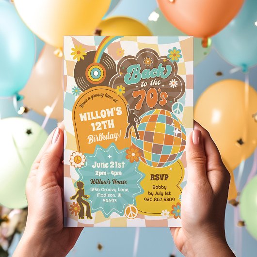 Invitation d'anniversaire de la Disco les années 7