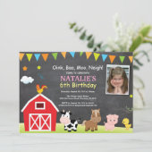 Invitation d'anniversaire de la ferme au tableau n (Debout devant)
