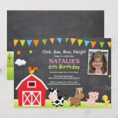 Invitation d'anniversaire de la ferme au tableau n (Devant / Derrière)