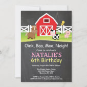 Invitation d'anniversaire de la ferme au tableau n (Devant)