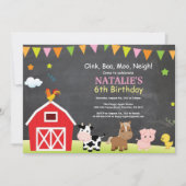 Invitation d'anniversaire de la ferme au tableau n (Devant)