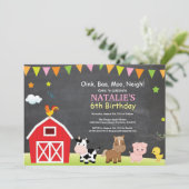 Invitation d'anniversaire de la ferme au tableau n (Debout devant)