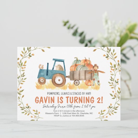 Invitation d'anniversaire de la ferme d'automne, C (Debout devant)