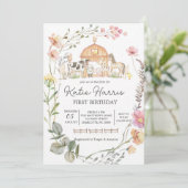 Invitation d'anniversaire de la ferme de fleurs sa (Debout devant)