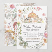 Invitation d'anniversaire de la ferme de fleurs sa (Devant / Derrière)