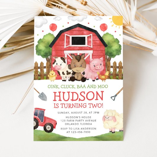 Invitation d'anniversaire de la ferme de la cour r