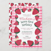 Invitation d'anniversaire de la ferme des fraises (Devant / Derrière)